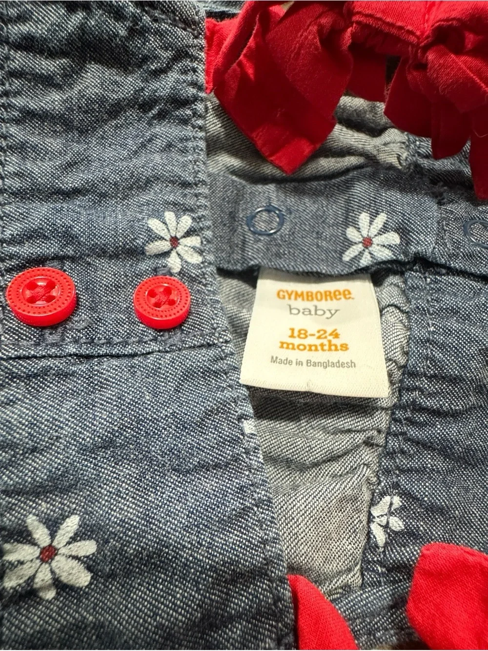 Gymboree Spring Forward Daisy Chambray Romper Baby Girl 18-24 M  4th of July